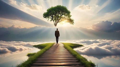 The corporality existent life journey Concept. AI generated image