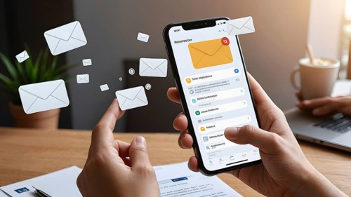 Online communication concept. Email marketing concept, concept of sending and receiving emails, AI