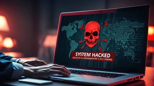 Internet cyber crime concept. Hacker working on a code on dark digital background. AI generated