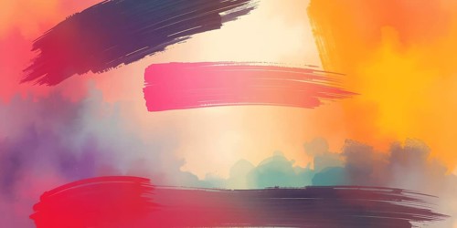 Abstract gradient hand painted multi color brush strokes.on a black background AI generated image,