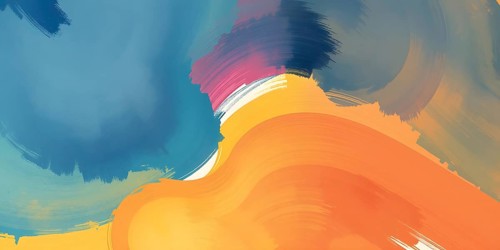 Abstract gradient hand painted multi color brush strokes.on a black background AI generated image,