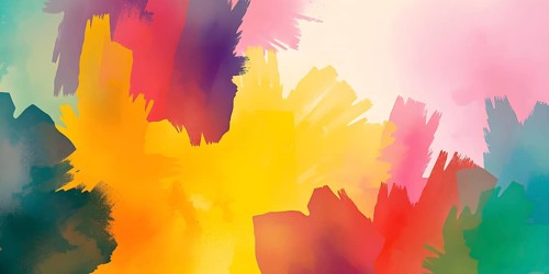 Abstract gradient hand painted multi color brush strokes.on a black background AI generated image,