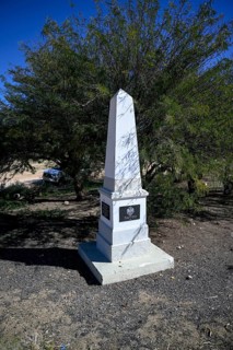 Monument to Kaiser Wilhelm II at the railway station in Aus, Karas Region, Namibia