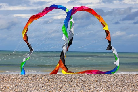Kite festival on the beach, International Kite Festival, Dieppe, Normandy, France