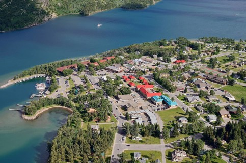 View of Waterton Townsite from the Bear's Hump viewpoint, Waterton Lakes National Park, Alberta,