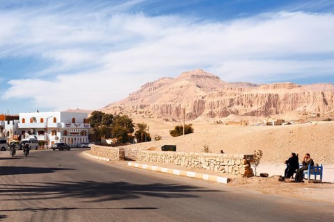 Street at the Temple of Hatshepsut, Mortuary Temple of Hatshepsut, Deir el-Bahari, Thebes, Luxor,