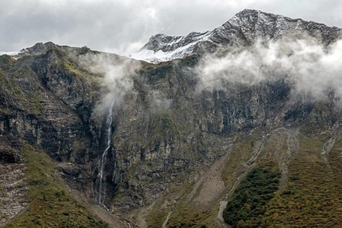 Waterfall below the Rauheck, near Käser Alpe, Oytal, near Oberstdorf, Oberallgäu, Allgäu, Bavaria,