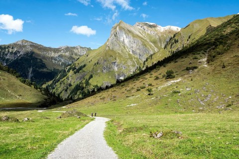 Driveway, hiking trail to Käser Alpe, behind Himmelhorn, Oytal, near Oberstdorf, Oberallgäu,