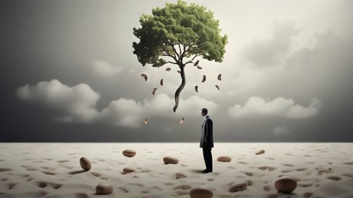 Deforestation concept. Trees cut down in forest. Environmental damage, global warming and climate