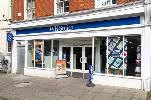 WH Smith store shop closed awaiting change of signage to TG Jones, Devizes, Wiltshire, England, UK