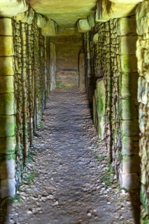 Modern-day neolithic style long Barrow burial chamber for storing cremation urns, All Cannings,