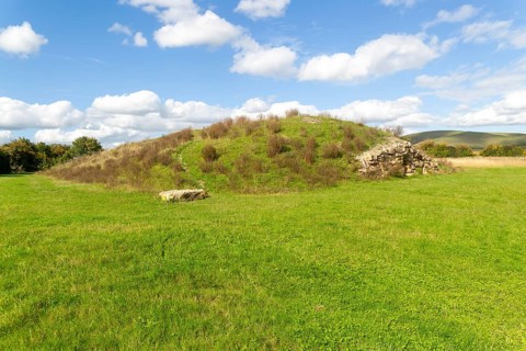 Modern-day neolithic style long Barrow burial chamber for storing cremation urns, All Cannings,