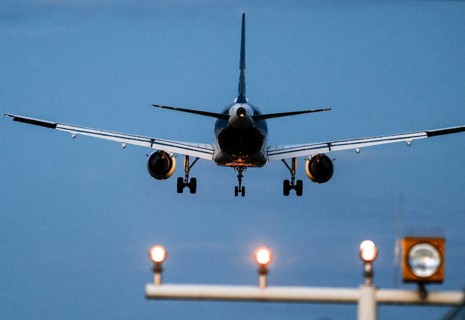Landing of an aircraft at BER Berlin Brandenburg Willy Brandt Airport, Schönefeld, 29/09/2025,