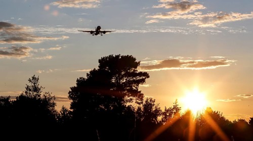 Landing of an aircraft at BER Berlin Brandenburg Willy Brandt Airport, Schönefeld, 29/09/2025,