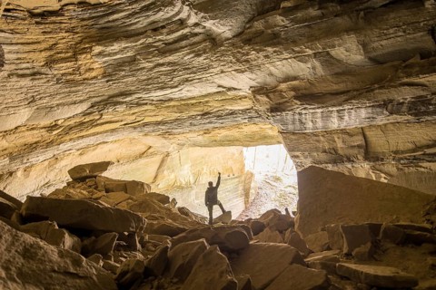 Explorer, adventure, cave, quarry, explore, hero, joy, victory, achieved, achieve goals, goal