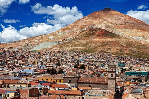 Versatile city with red roofs and a striking mountain in the background, the Cerro Rico silver