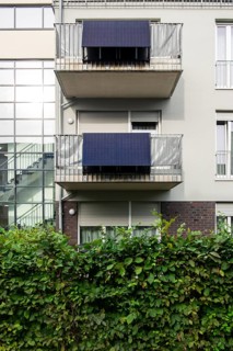 Balcony power stations on an apartment block in Düsseldorf, Germany