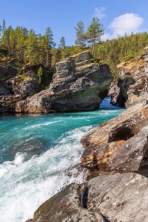 Ridderspranget, gorge in the river Sjoa, Jotunheimen mountains, Randsverk, Innlandet, Norway