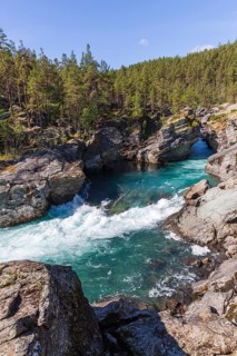 Ridderspranget, gorge in the river Sjoa, Jotunheimen mountains, Randsverk, Innlandet, Norway