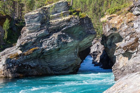 Ridderspranget, gorge in the river Sjoa, Jotunheimen mountains, Randsverk, Innlandet, Norway
