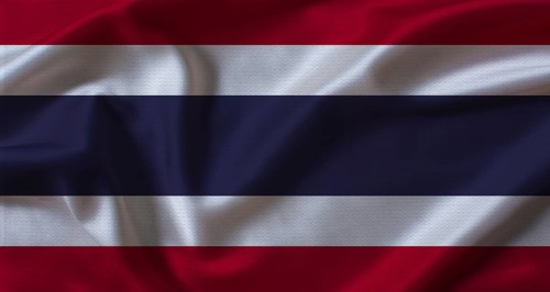 Close up of flag of Thailand with cloth texture. Thailand flag with fabric texture waving