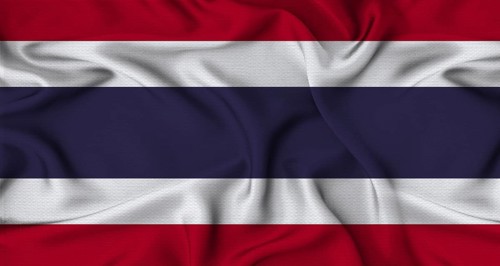 Thailand flag waving with fabric texture. Close-up of the Thailand flag waving with fabric texture
