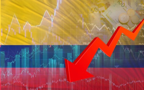 Concept of Colombia financial fall. Colombia financial decline on a market chart