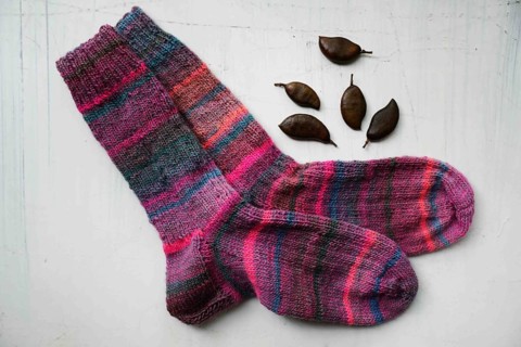 Knitted socks in pink