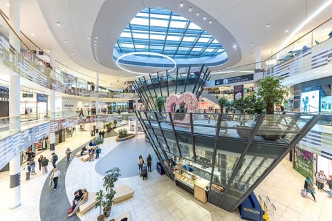Milaneo shopping centre in the Europaviertel district of Stuttgart. Interior view. Stuttgart,