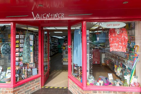 Entrance doorway to Valentiner Designs gift shop and kitchenware, High Street, Marlborough,