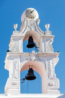 Bells and clock, Basilica de Nuestra Senora Del Pilar, Recoleta, Buenos Aires, capital of Argentina