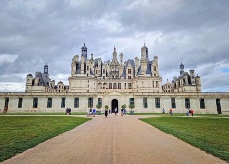 Chambord, Loir-et-Cher, France - August 30, 2023 Chateau de Chambord, a majestic medieval castle