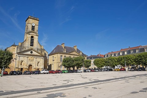 Church of Saint-Dagobert, former town hall, historical monument, Place Darche, parade square,
