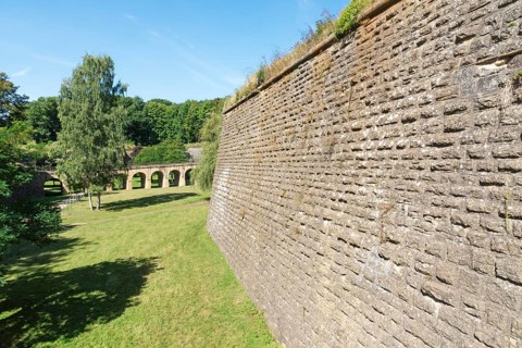 Fortress wall, fortress moat, citadel, Vauban fortress, UNESCO World Heritage Site, Longwy,