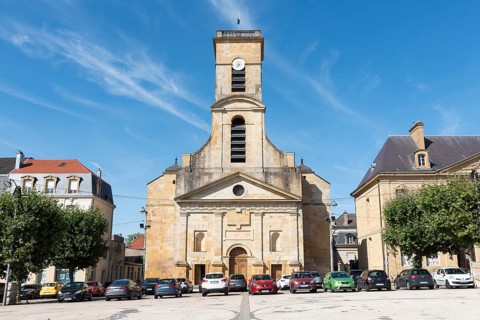 Church of Saint-Dagobert, historical monument, Place Darche, parade ground, Longwy, Département