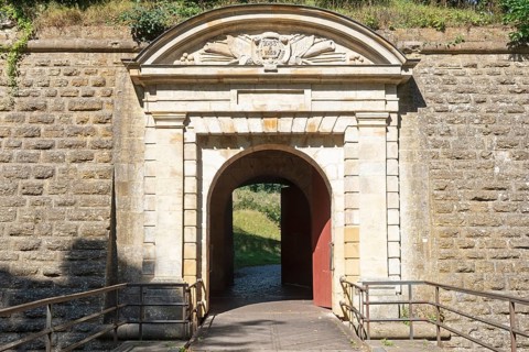 Fortress gate, citadel, fortifications of Vauban, UNESCO World Heritage Site, Longwy, Département