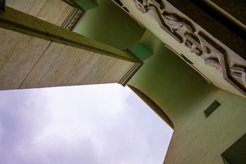 Low Angle View on Olten Friedenskirche Church in an Autumn Day in Olten, Solothurn Canton,