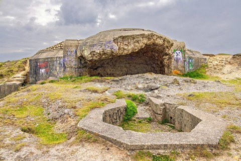 Old bunker from world war II which was part of the German Atlantic Wall on the french coast, Crozon