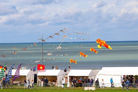 Kite festival on the beach, International Kite Festival, Dieppe, Normandy, France