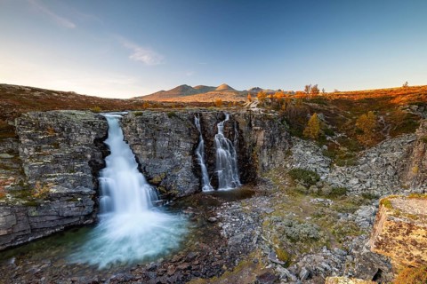 Storulfossen waterfall in the eastern Rondane National Park, Norway