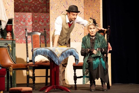 Vera Müller (Mrs Wilberforce), Thilo Herrmann (Prof Marcus), LADYKILLERS, photo rehearsal on 29.09