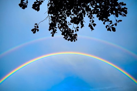 Double rainbow in Pönitz am See, Schleswig-Holstein, Germany