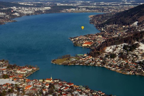 Partial view of Tegernsee with Rottach-Egern, Upper Bavaria, Germany