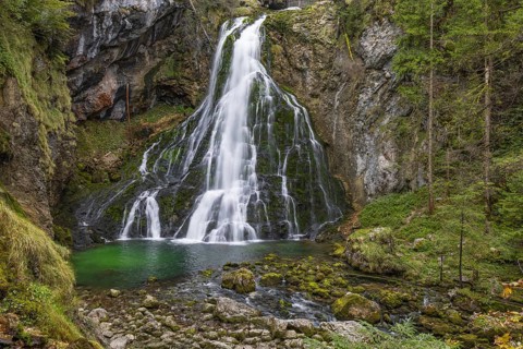 Landscape, Gollinger waterfall, autumn colours