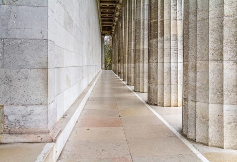Colonnade at the Walhalla memorial near Regensburg in Bavaria, Gerrmany