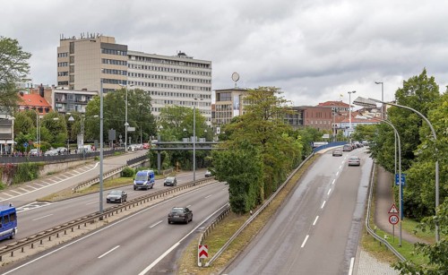 Street scenery in Saarbruecken, the capital city of the Saarland in Germany