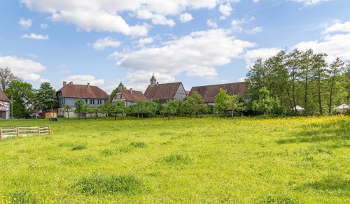 Idyllic small rural village in Southern Germany at early spring time