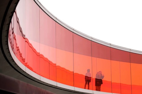 The ARoS Aarhus Art Museum with its distinctive Rainbow Panorama permanent art installation, in