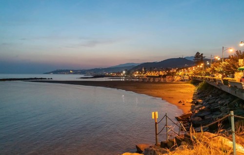 Idyllic sunset impression around Santo Stefano al Mare, a comune in the Province of Imperia in the