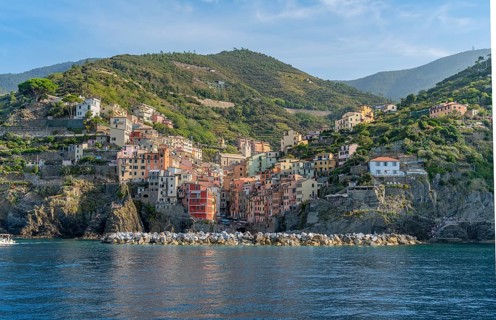 Scenery around Riomaggiore, a village at a coastal area named Cinque Terre in Liguria, located in